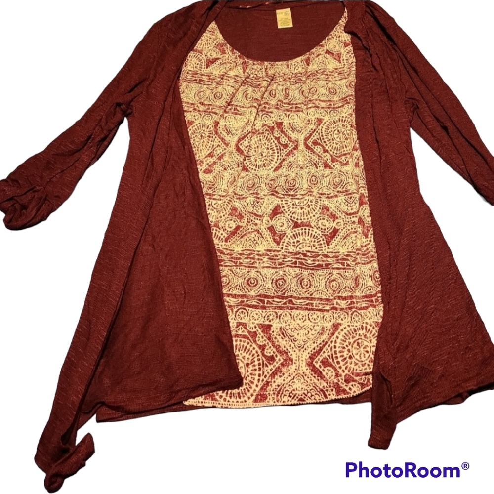NWOT Terra & Sky Cardigan with Attached Tank Top - Size 14W (0X)